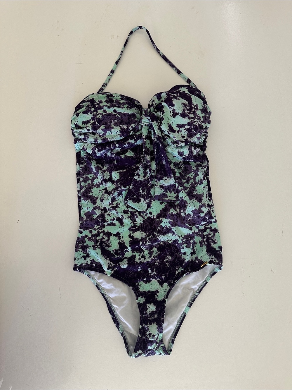 Mint and Violet Patterned Women’s One-Piece Swimsuit